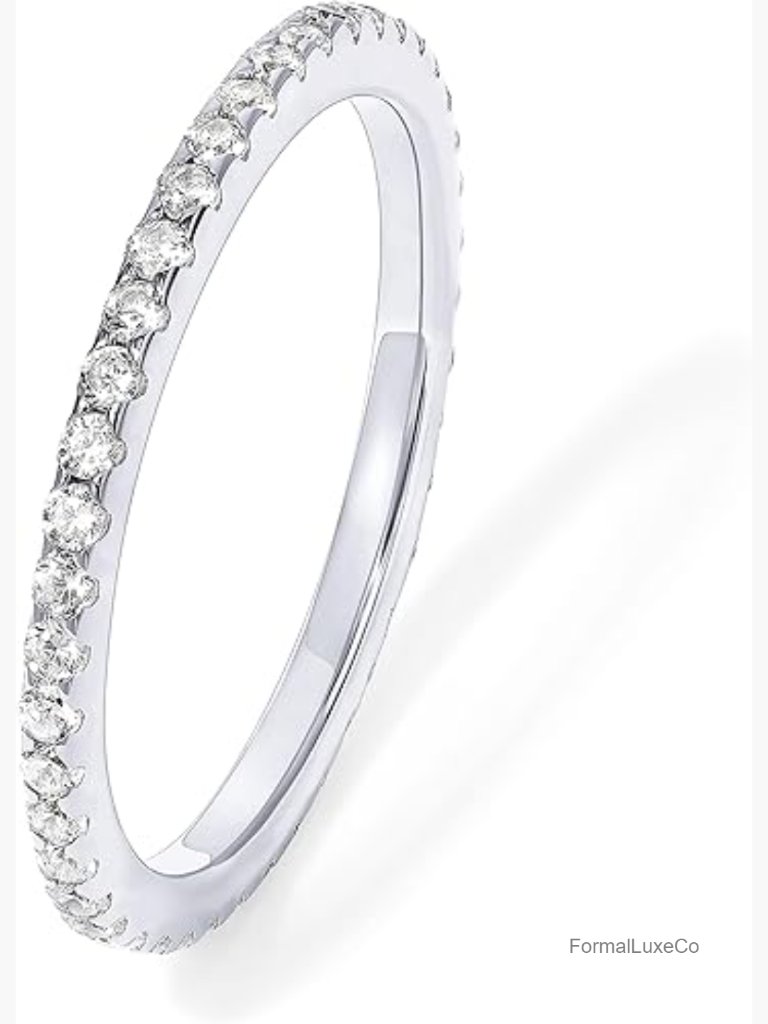 Cubic Zirconia Eternity Band Stackable Ring 925 Sterling Silver